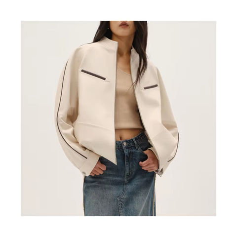 Women's genuine leather jacket - Factory Directly Sale Long Sleeves Zipper Loose Black Real | Unidekuaidi