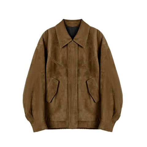Women's genuine leather jacket - New Arrival 2026 Women Clothing Suede Jackets Oversize Bro | Unidekuaidi