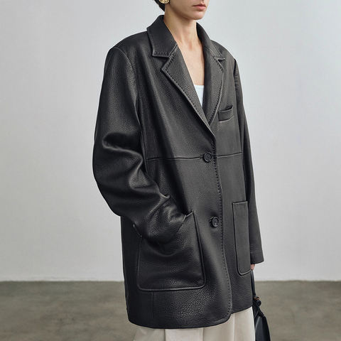 Women's genuine leather jacket - New Arrivals Fashion Women Deer Grain Sheepskin Silhouette | Unidekuaidi