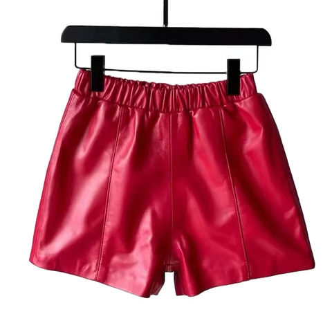 Women's genuine leather outerwear - Wholesale Fashion Muliti Solid Color Leather Shorts Elasti | Unidekuaidi