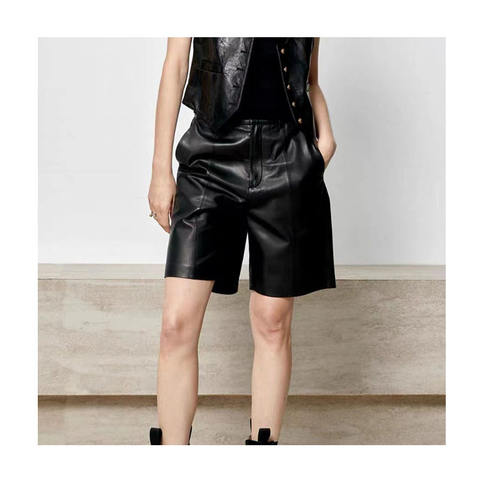 Women's genuine leather outerwear - Ladies Solid Color Mid Waist Slim High Grade Genuine Sheep | Unidekuaidi