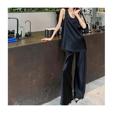 Women's genuine leather outerwear - New Design Acetate Fabric Soft Breathable Black Loose Two | Unidekuaidi