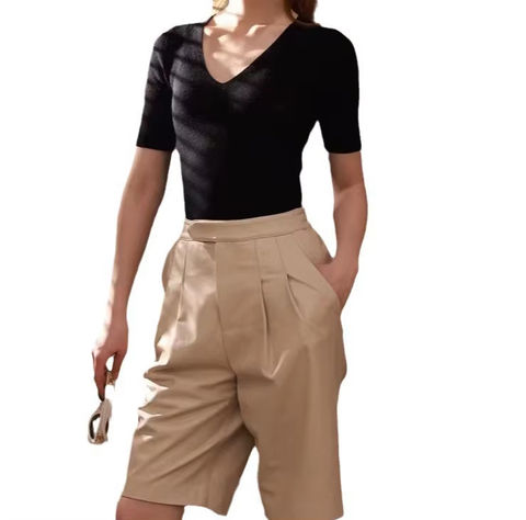 Women's genuine leather outerwear - High-Quality Leather Women's Shorts Casual Ladies Women Hi | Unidekuaidi