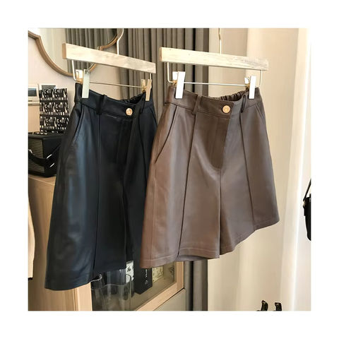 Women's genuine leather outerwear - New Arrival Solid Brown Mid Waist Ladies Genuine Leather S | Unidekuaidi