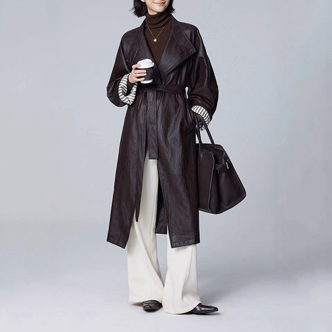 Women's genuine leather outerwear - New Small Stand up Collar Spliced Casual Loose Bathrobe St | Unidekuaidi