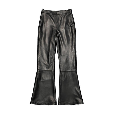 Women's genuine leather pants - Custom Leather Flare Pants High Waist Casual Genuine Sheep | Unidekuaidi