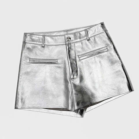 Women's genuine leather pants - Hot Selling Product Leather Short Pants Middle Waist Wide- | Unidekuaidi