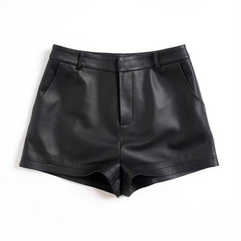 Women's genuine leather pants - Wholesale Casual Leather Short Pants Middle Waist Wide-leg | Unidekuaidi