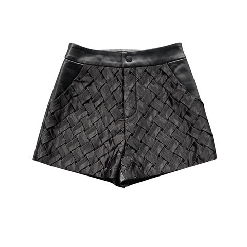 Women's genuine leather pants - Special Design Cross Woven Grain Genuine Leather Sheepskin | Unidekuaidi