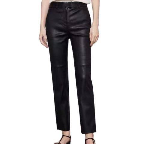 Women's genuine leather pants - Hot Selling New Fashion Wholesale Black Leather Straight L | Unidekuaidi