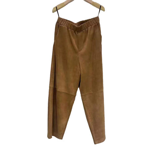 Women's genuine leather pants - Factory Price Elegant Mid Waist Loose Vintage Genuine Leat | Unidekuaidi