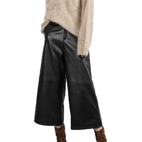 Women's genuine leather pants - Custom Made Fashionable Capri Pants Women Mid Waist Loose | Unidekuaidi