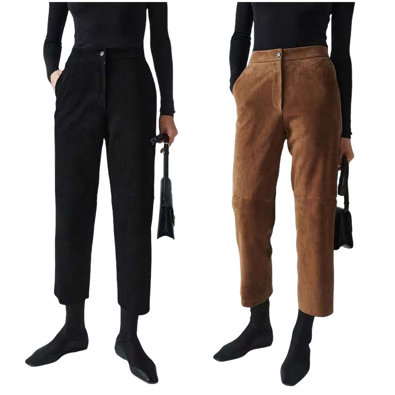 Women's genuine leather pants - Wholesale Winter Fall Fashionable Real Genuine Suede Leath | Unidekuaidi