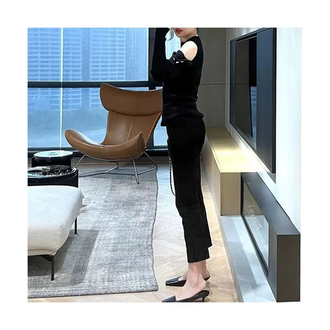 Women's genuine leather pants - Wholesale High Elastic Slim Slit Cropped Real Sheep Suede | Unidekuaidi