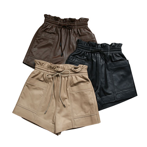 Women's genuine leather pants - Spring&Autumn Versatile Elastic Waist Lambskin Short Pants | Unidekuaidi