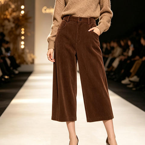 Women's genuine leather pants - HN6358 Coffee Brown Cord Embossed Sheepskin Pants Mid Rise | Unidekuaidi
