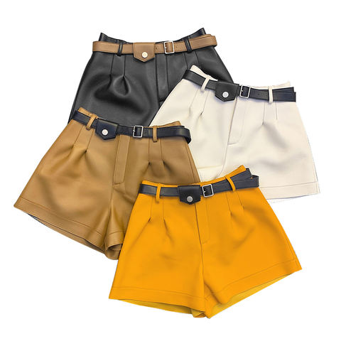 Women's genuine leather pants - New Arrival Fashion Women Street Wear Belt Hot Shorts Genu | Unidekuaidi