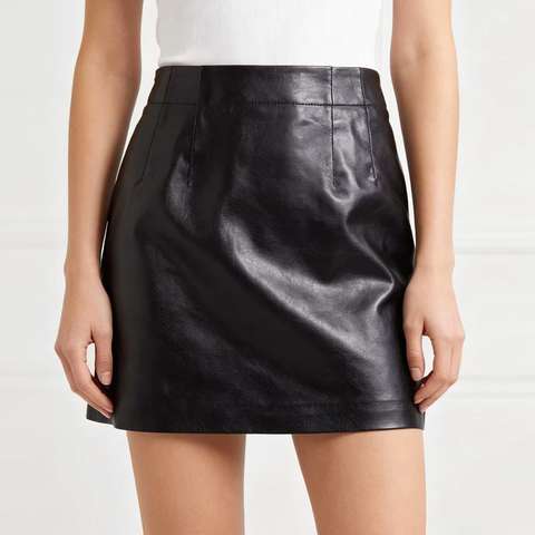 Women's genuine leather skirt - High Quality Women's Non-Stretch Spliced High Waist Slim C | Unidekuaidi