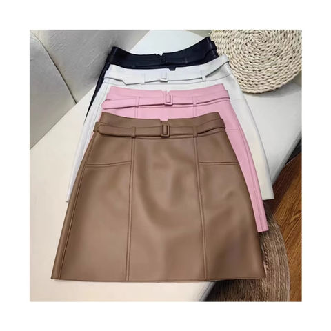 Women's genuine leather skirt - Women High Quality Thick High Waisted Belt a Line Stylish | Unidekuaidi