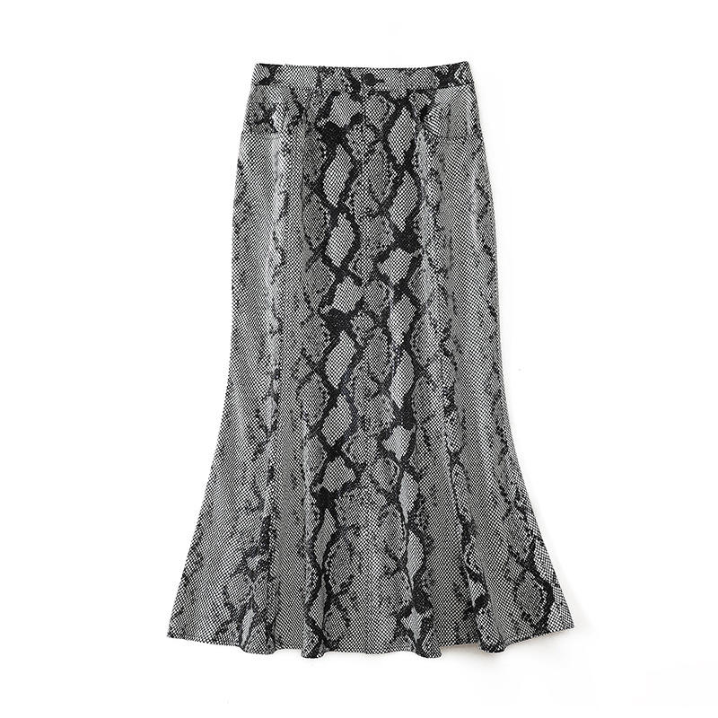 Women's genuine leather skirt - Real Leather Skirt with High Waist and Snake Pattern Print | Unidekuaidi