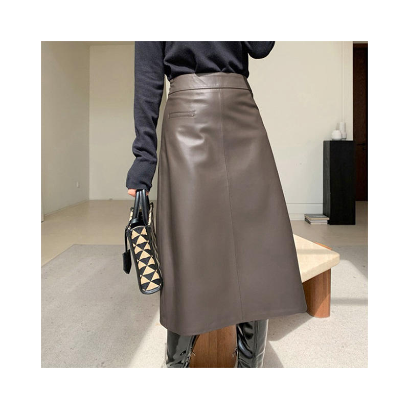 Women's genuine leather skirt - Cost Effective Simple Plain Genuine Sheepskin Long Leather | Unidekuaidi