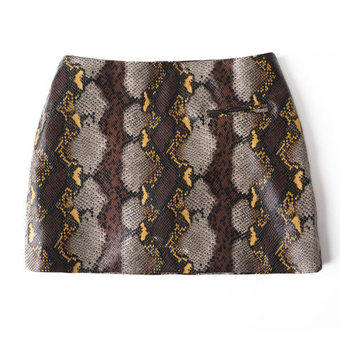 Women's genuine leather skirt - Custom Hip-Wrapping Skirt Snakeskin Grain Printing Sexy Le | Unidekuaidi