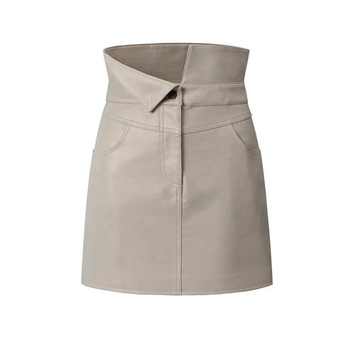 Women's genuine leather skirt - Personalized High Waist Design Real Sheepskin Short Skirt | Unidekuaidi