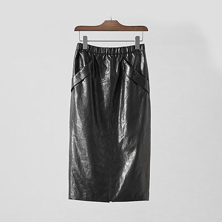Women's genuine leather skirt - New Arrival Ladies Garments Long Skirt Back Slit Oil Waxed | Unidekuaidi