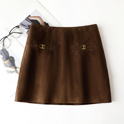 Women's genuine leather skirt - New Fashionable Sheepskin Suede Minimally Designed Hip Hug | Unidekuaidi