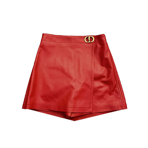 Women's genuine leather skirt - Fashion High-waist Asymmetric Design Sheepskin Genuine Lea | Unidekuaidi