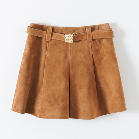 Women's genuine leather skirt - Factory New Design Sheepskin Leather Skirt High Waist Sued | Unidekuaidi