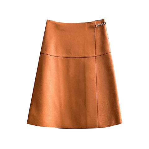 Women's genuine leather skirt - Fashion Genuine Sheepskin Skirt Women Spring Autumn High W | Unidekuaidi