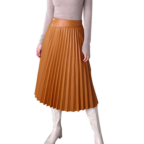 Women's genuine leather skirt - New Fashion High Girdle Sheepskin Long Skirt Large Swing G | Unidekuaidi