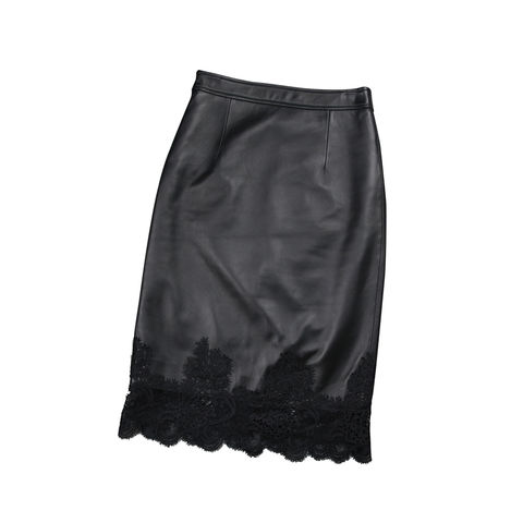 Women's genuine leather skirt - Designed Classical Elegant Knee-length Genuine Sheepskin S | Unidekuaidi