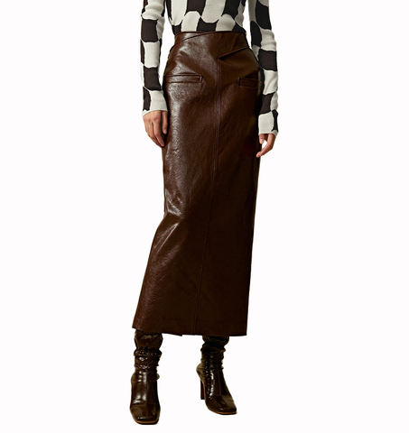 Women's genuine leather skirt - New Arrival Women Ladies Straight Style Genuine Oil Wax Co | Unidekuaidi