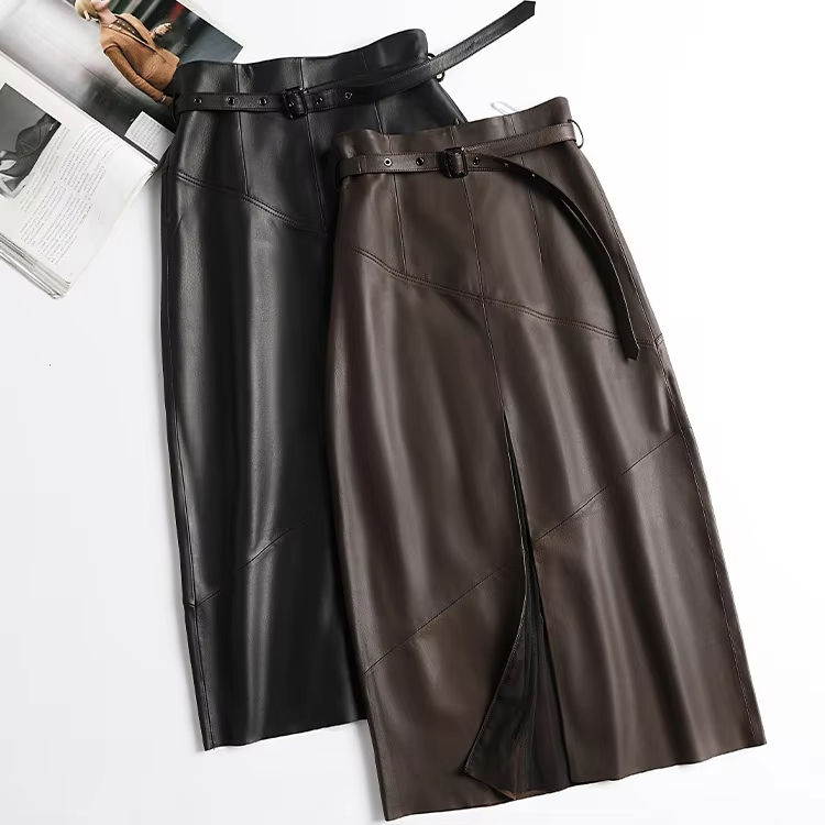 Women's genuine leather skirt - New Arrival Wholesale Autumn Winter Elegant Skirt 100% She | Unidekuaidi