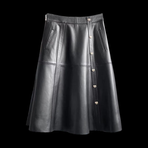 Women's genuine leather skirt - Pleated Skirt New for Women in Autumn 2026 Draping Versati | Unidekuaidi