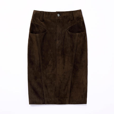 Women's genuine leather skirt - Goatskin Suede European and American Style Package Hip Ski | Unidekuaidi