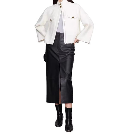 Women's genuine leather skirt - Hot Sales High Waisted Black Split Straight Style Sexy Wom | Unidekuaidi