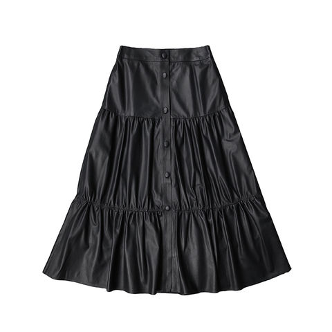 Women's genuine leather skirt - Custom High Quality Ultra-thin Sheepskin Pleated A-line Fl | Unidekuaidi