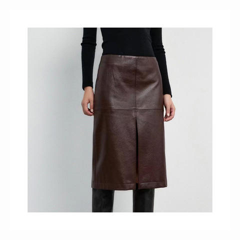 Women's genuine leather skirt - Wholesale Fashionable a Line Vintage Genuine Leather Skirt | Unidekuaidi