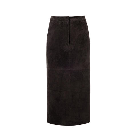 Women's genuine leather skirt - New Arrival Suede Long Skirt High Waist Bottom Slit Genuin | Unidekuaidi