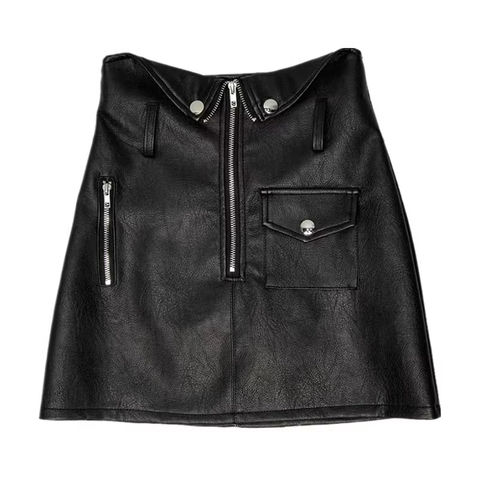 Women's genuine leather skirt - Latest Design a Line Zipper Black Genuine Sheepskin Short | Unidekuaidi