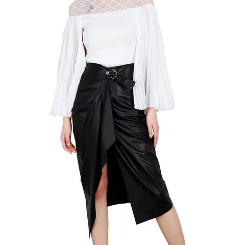 Women's genuine leather skirt - High Quality New Style Genuine Leather Sheepskin Front Sli | Unidekuaidi