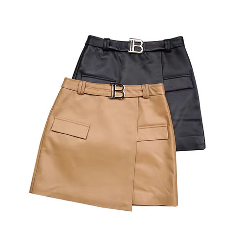 Women's genuine leather skirt - High Quality Casual Mini Skirt Low Waist Real Sheepskin As | Unidekuaidi