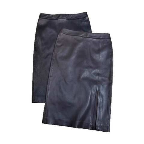 Women's genuine leather skirt - Popular Product Midi Leather Skirt Wrap Front Zipper Slit | Unidekuaidi