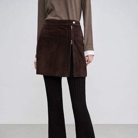 Women's genuine leather skirt - Autumn and Winter New Sheepskin Anti Velvet Double Zipper | Unidekuaidi
