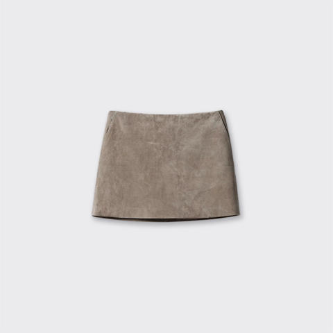 Women's genuine leather skirt - New Arrival Fashionable Sheepskin Suede Grey Wrap Leather | Unidekuaidi
