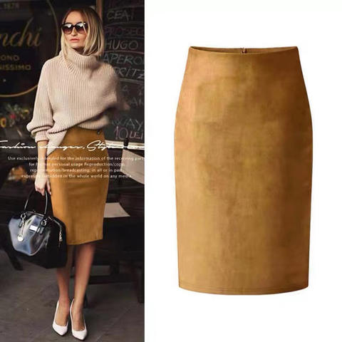 Women's genuine leather skirt - New Launch Product 2026 Suede Leather Skirt Wrap Elegant B | Unidekuaidi