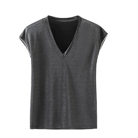 Women's genuine leather top - Custom High Quality Plain Cool Feeling Short Sleeves Slim | Unidekuaidi